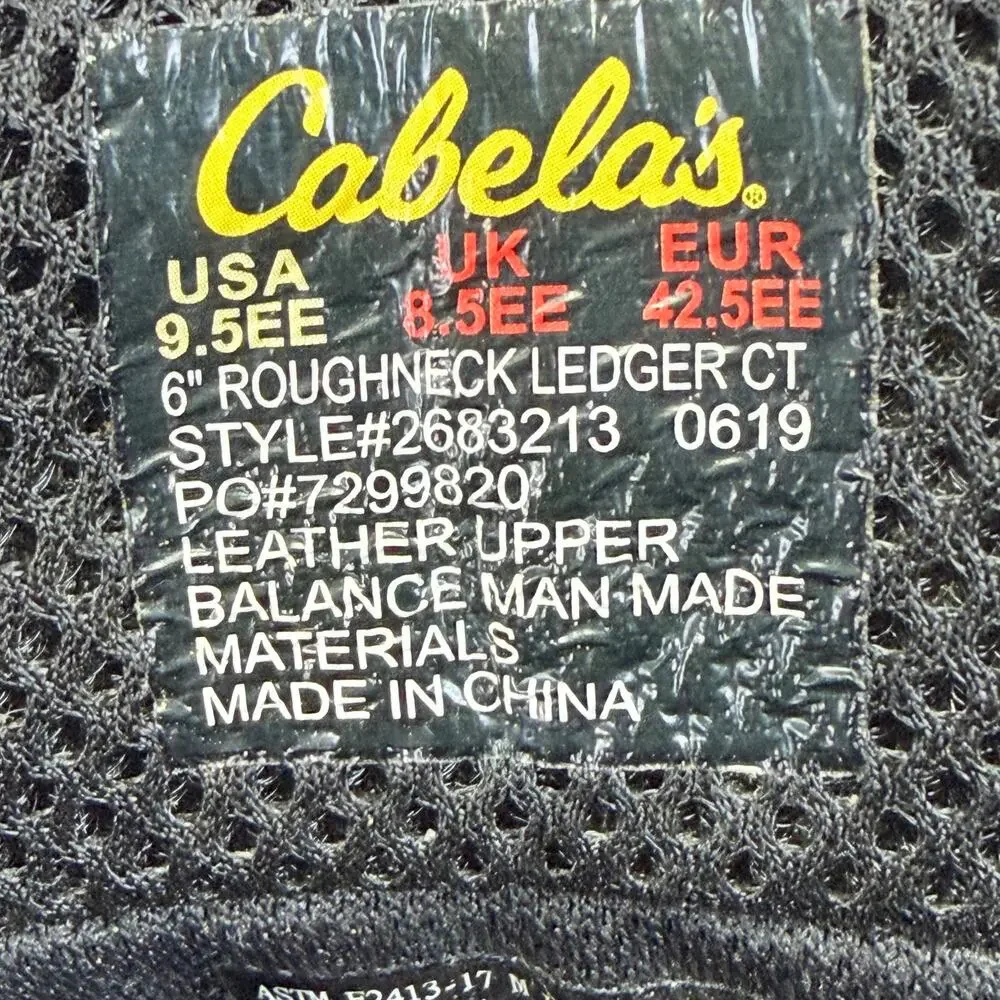 Cabela's Roughneck Ledger CSA Waterproof Composite Toe Work Boots Men’s Size 9.5